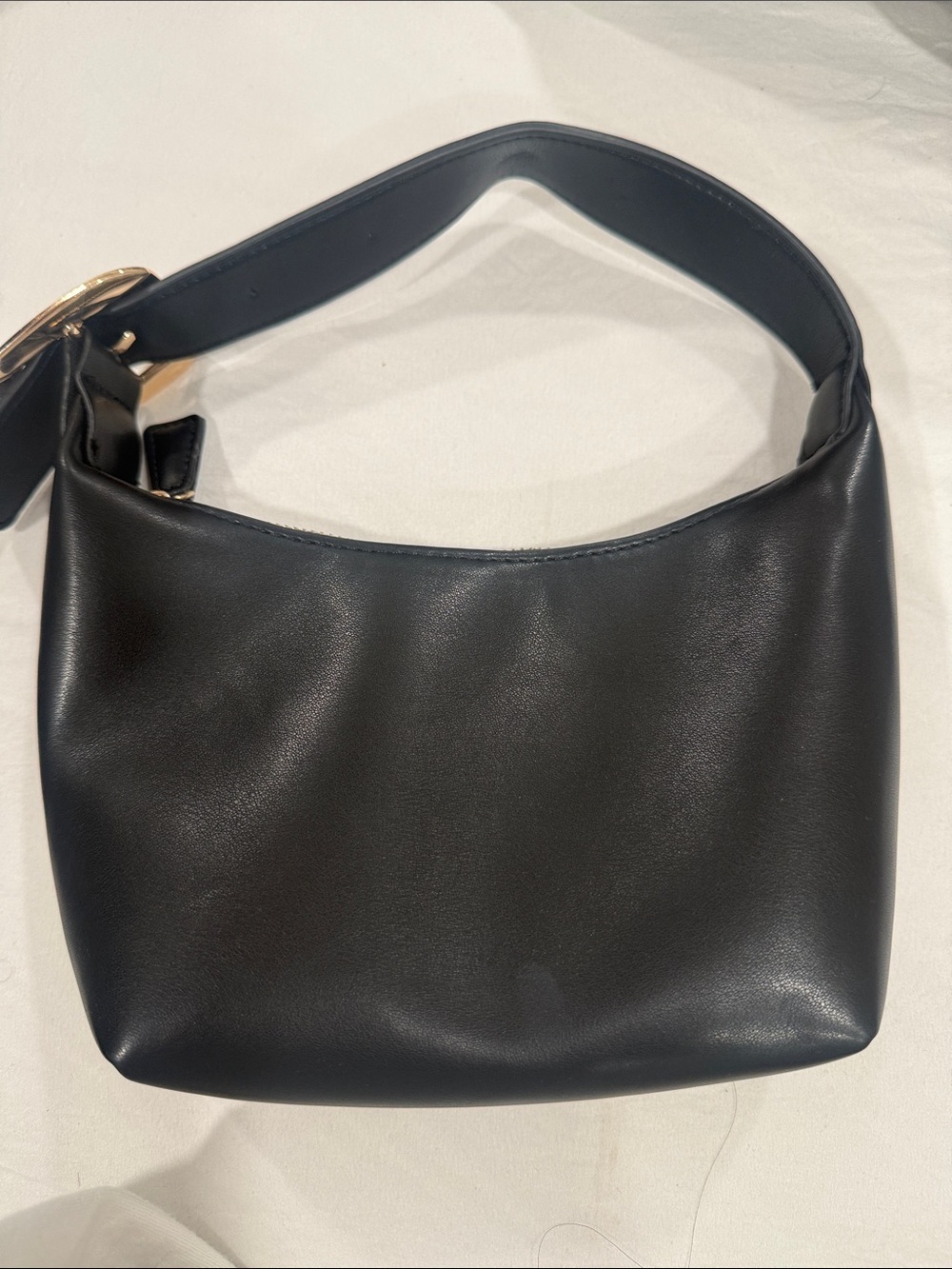 Black Leather Shoulder Bag - Minimal Women's Hobo